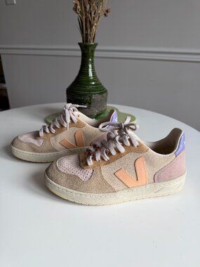 VEJA V-10 SUEDE MULTICOLOUR PEACH Sz 36